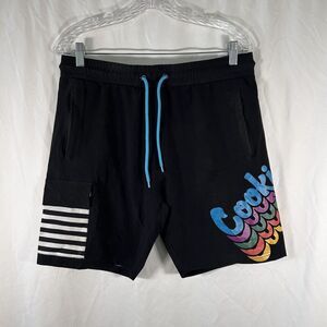 Cookies Trunks Men's Medium Black Pull On Drawstring Zip Pockets Lined